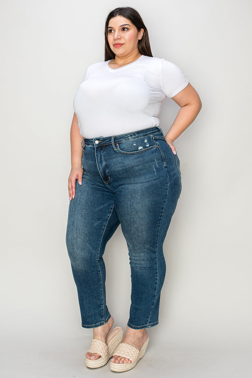 Inseam 30" FULL size Tummy Control High Waist Slim Jeans JUDY BLUE
