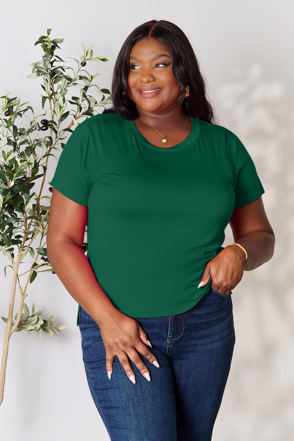 BASIC BAE Full Size Round Neck Short Sleeve T-Shirt - 6 COLORS