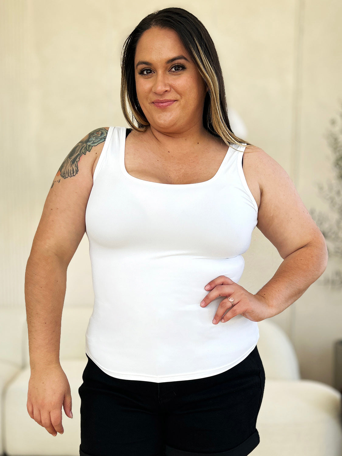BASIC BAE Full Size Square Neck Wide Strap Tank - 5 COLORS
