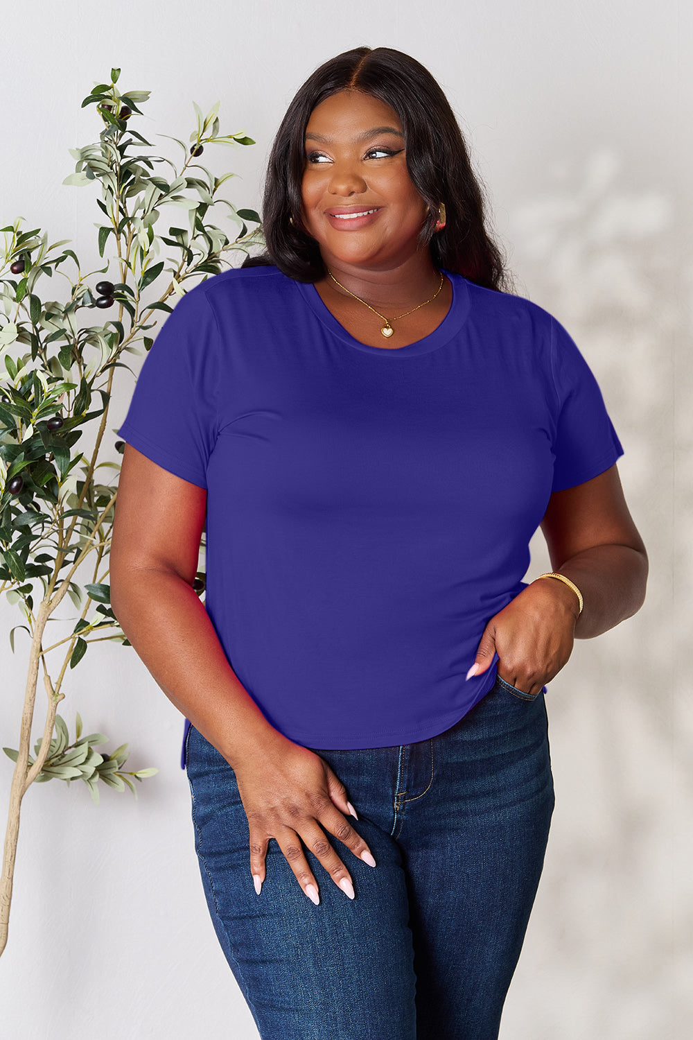 BASIC BAE Full Size Round Neck Short Sleeve T-Shirt - 6 COLORS