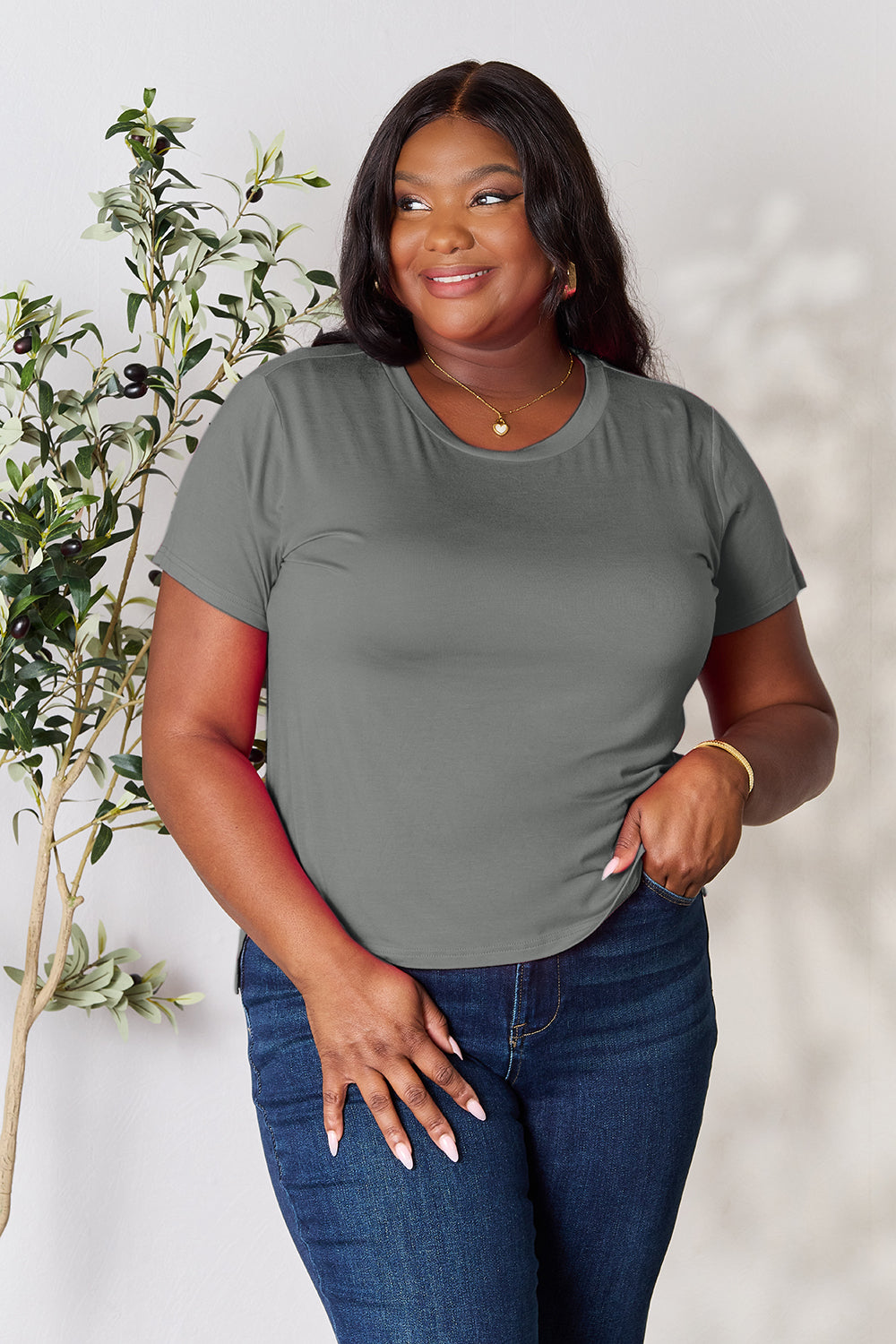 BASIC BAE Full Size Round Neck Short Sleeve T-Shirt - 7 COLORS