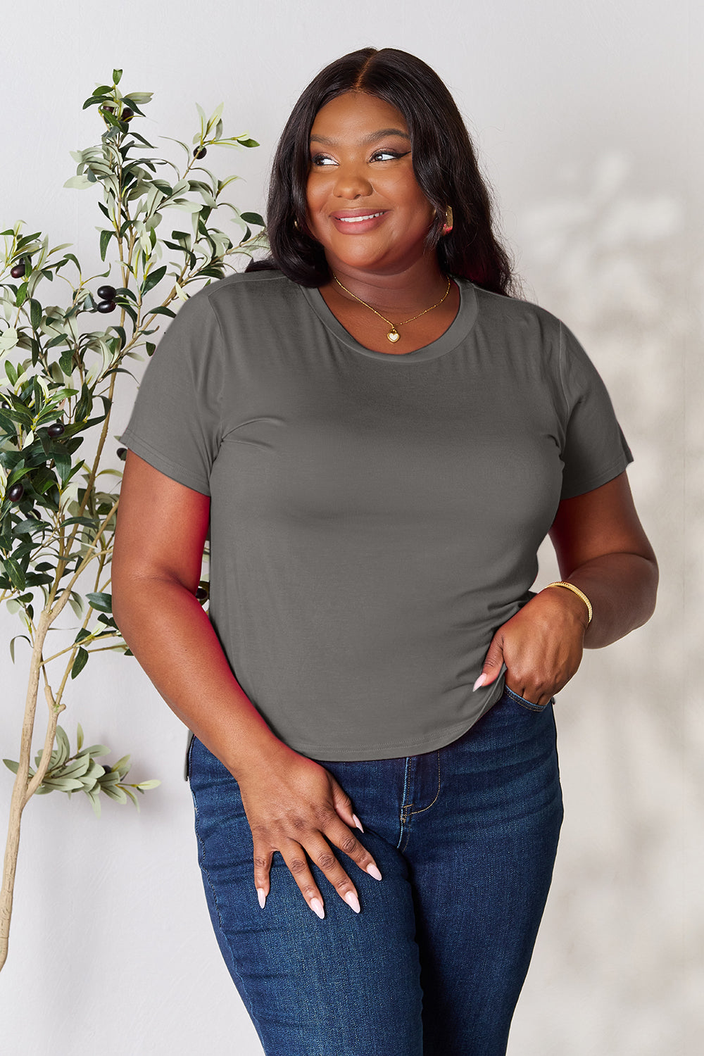 BASIC BAE Full size Round Neck Short Sleeve T-Shirt - 7 COLORS