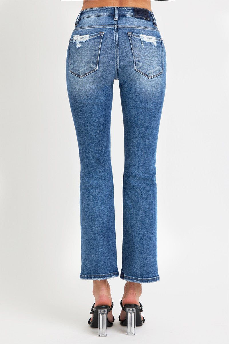 Inseam 28 -29" FULL Size Mid Rise Ankle Straight Jeans with Pockets RISEN
