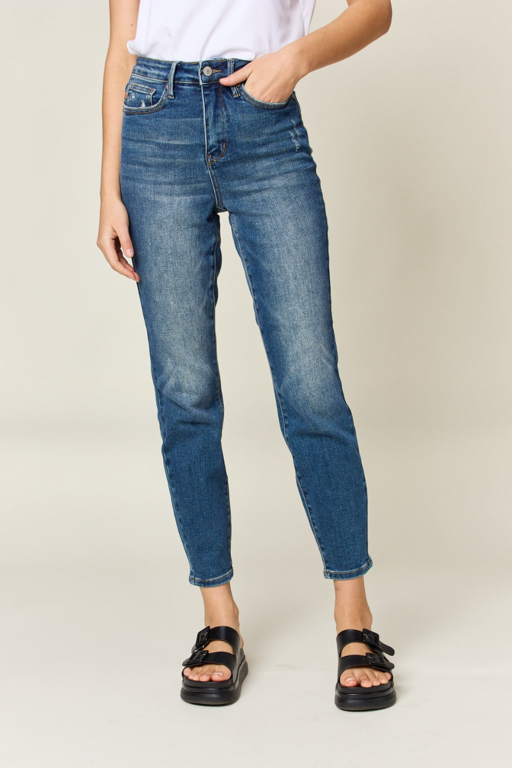 Inseam 30" FULL size Tummy Control High Waist Slim Jeans JUDY BLUE