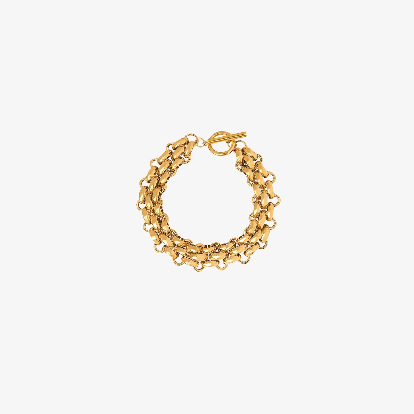 Gold-Plated Toggle Clasp Bracelet - 2 COLORS M^L