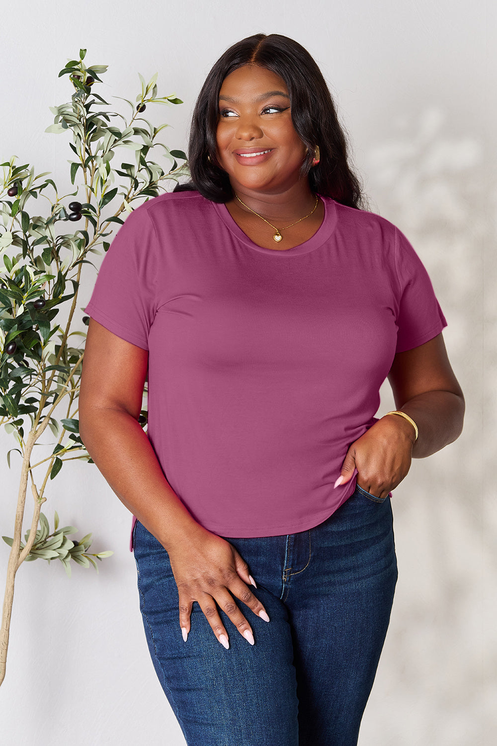 BASIC BAE Full Size Round Neck Short Sleeve T-Shirt - 6 COLORS