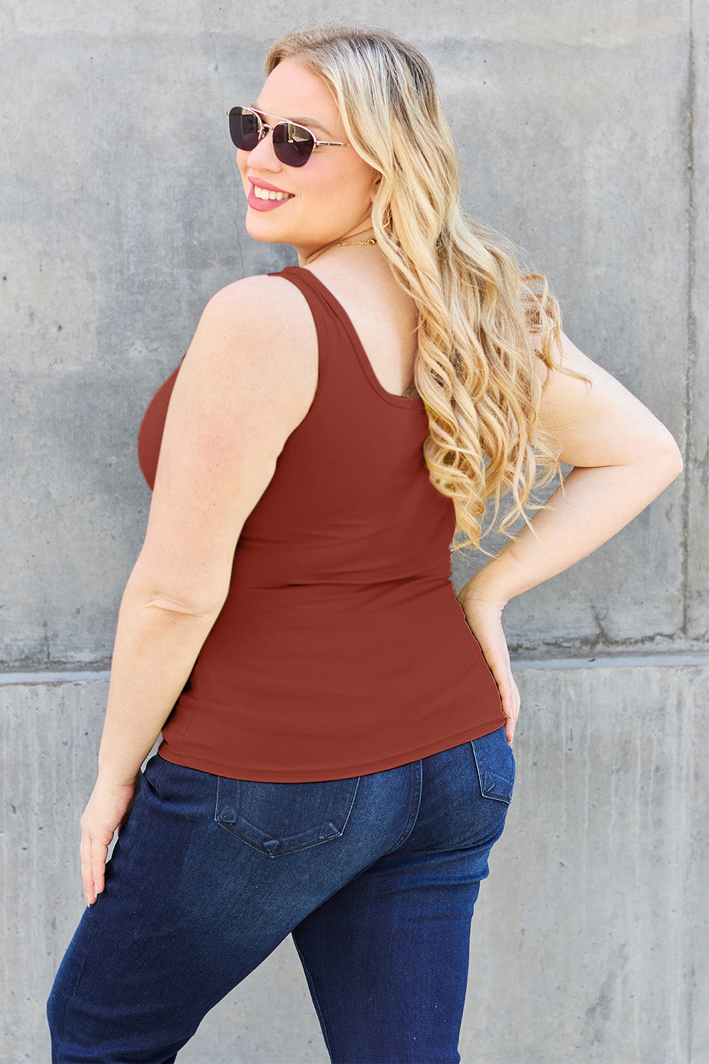 BASIC BAE Full Size Square Neck Wide Strap Tank - 5 COLORS