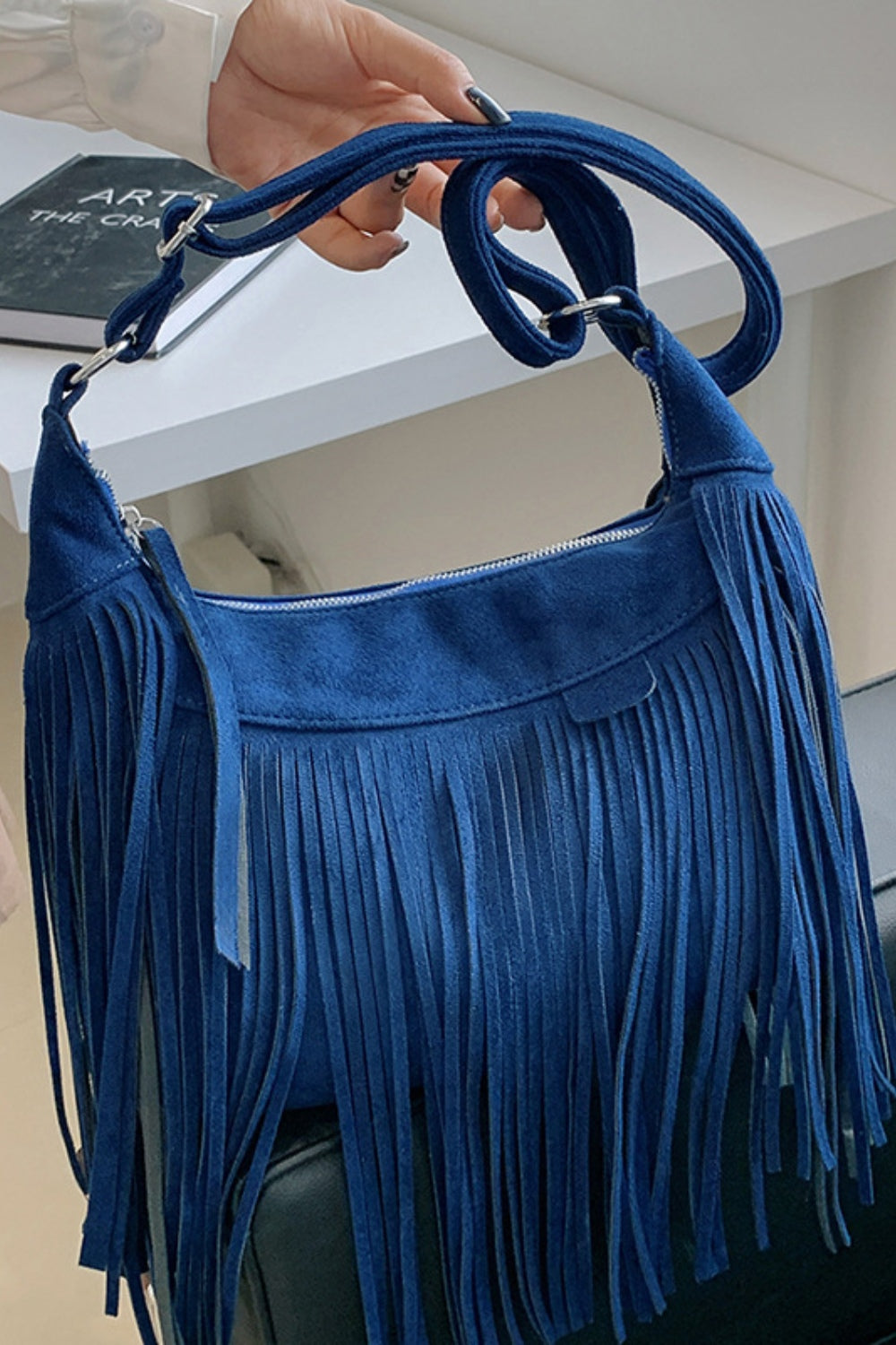 Suede Fringe Adjustable Strap Shoulder Bag - 7 COLORS H@W@X@B