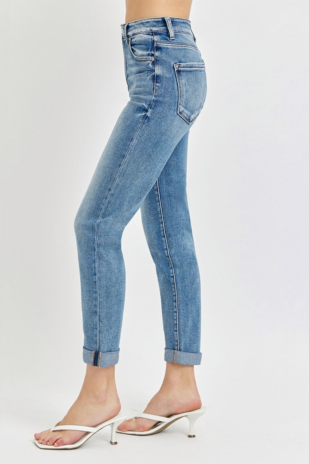 Inseam 28"-29" FULL Size High Rise Cropped Roll Up Jeans RISEN