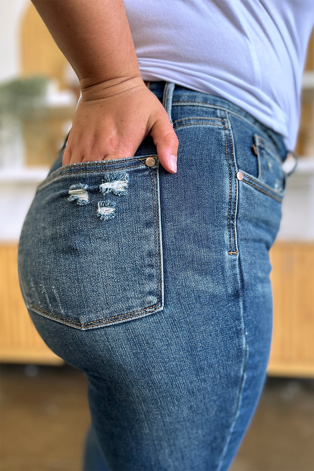 Inseam 30" FULL size Tummy Control High Waist Slim Jeans JUDY BLUE