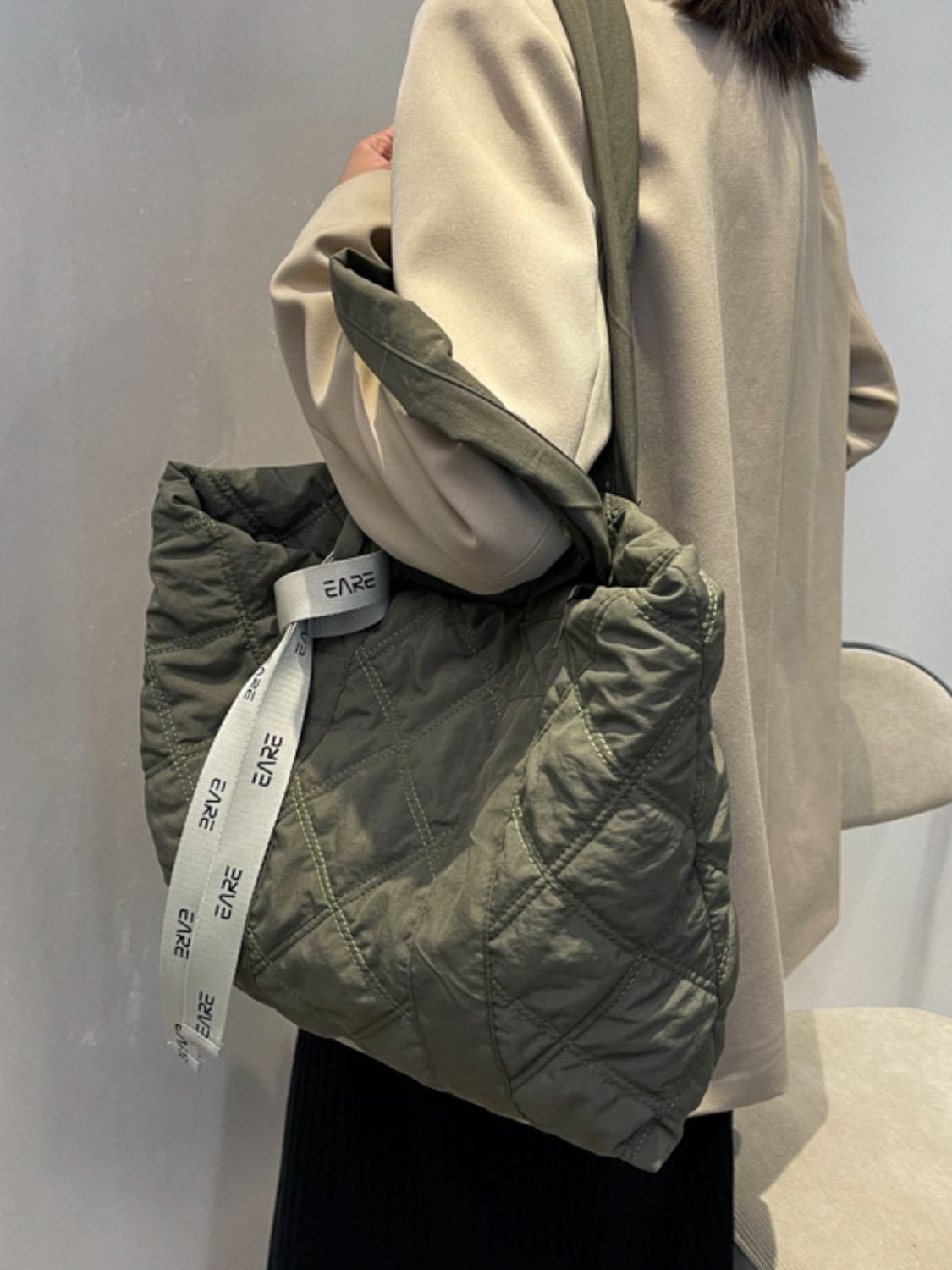 Quilted Nylon Large Tote Bag- 5 COLORS Z.B.X.B