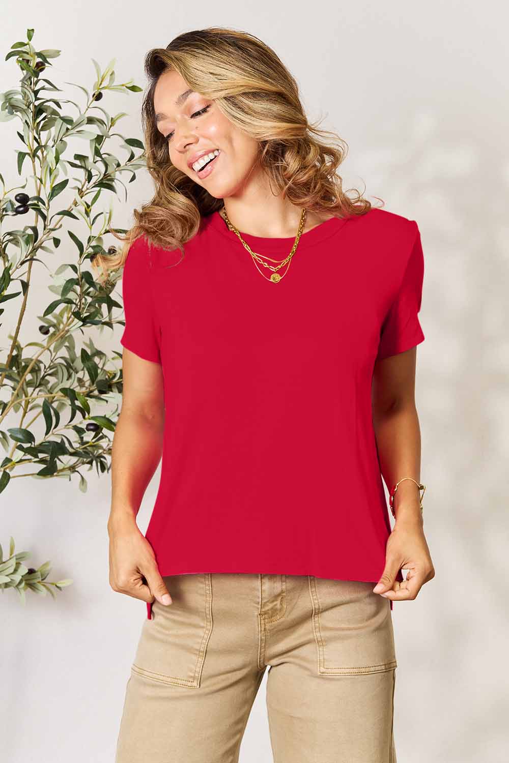 BASIC BAE Full size Round Neck Short Sleeve T-Shirt - 7 COLORS