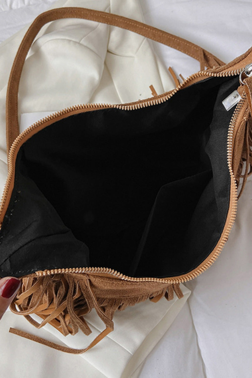 Suede Fringe Adjustable Strap Shoulder Bag - 7 COLORS H@W@X@B