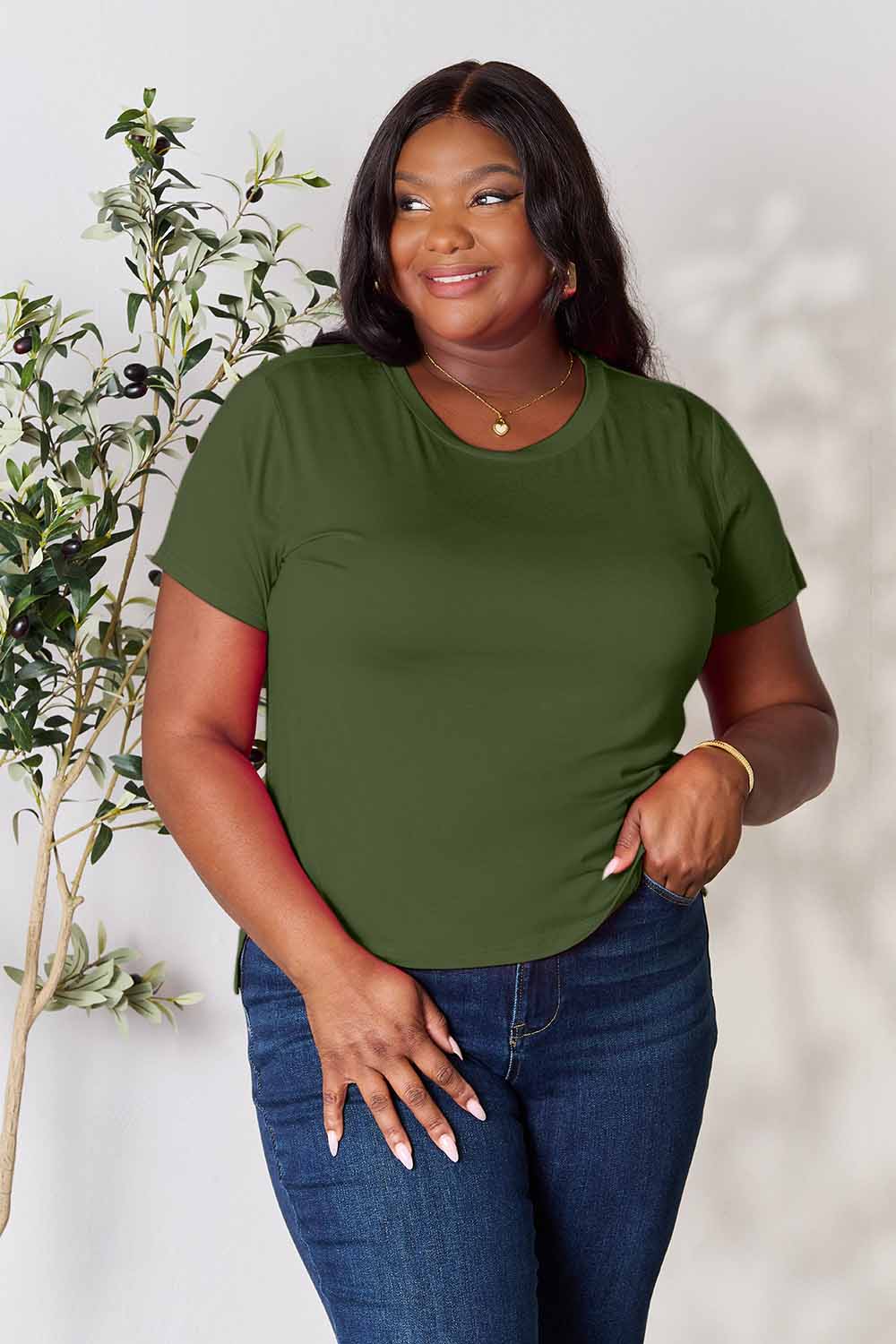 BASIC BAE Full size Round Neck Short Sleeve T-Shirt - 7 COLORS