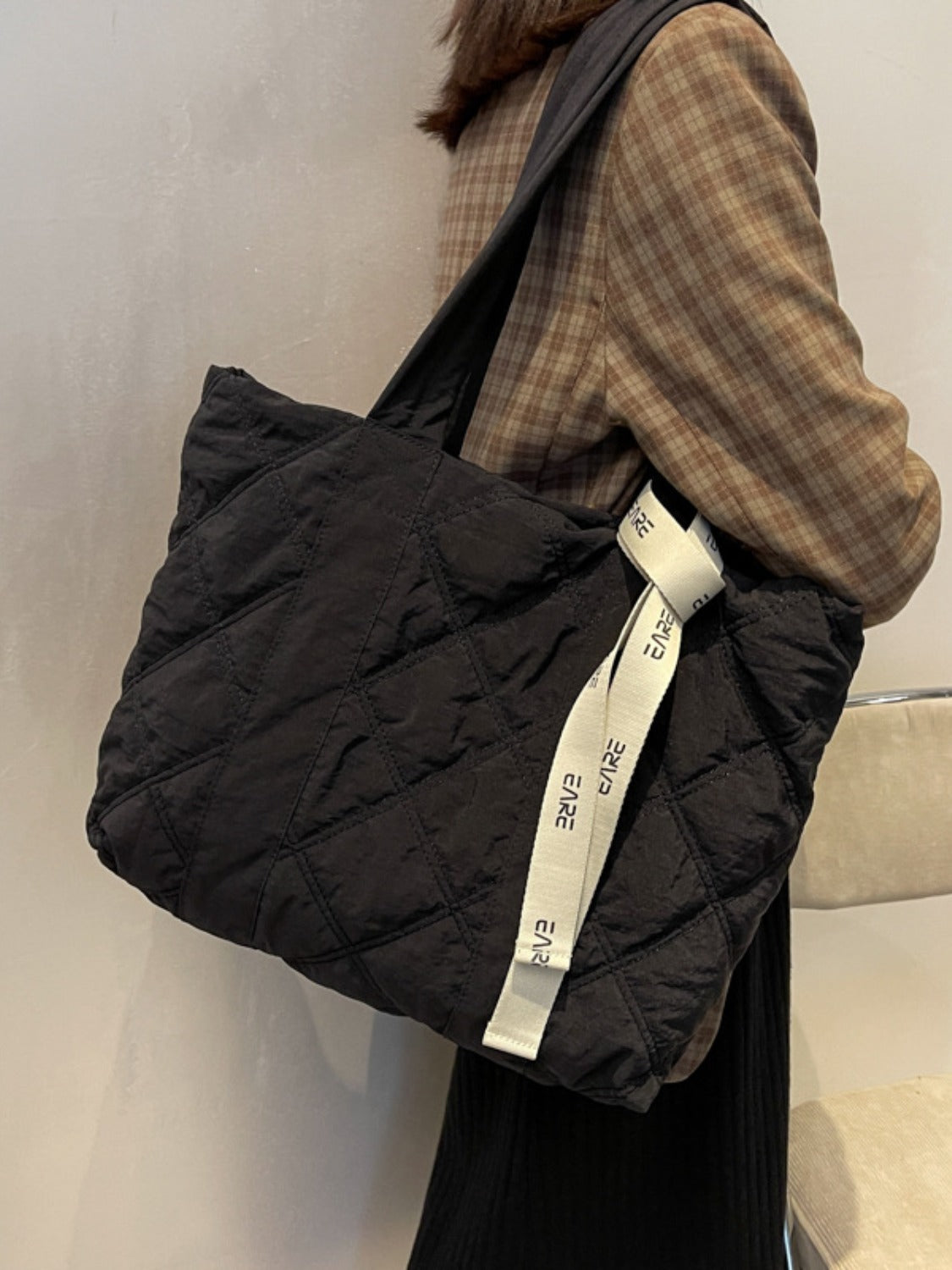Quilted Nylon Large Tote Bag- 5 COLORS Z.B.X.B