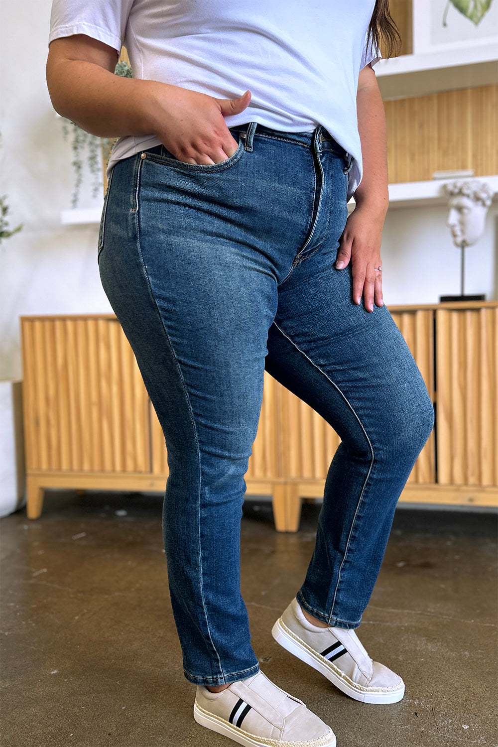 Inseam 30" FULL size Tummy Control High Waist Slim Jeans JUDY BLUE