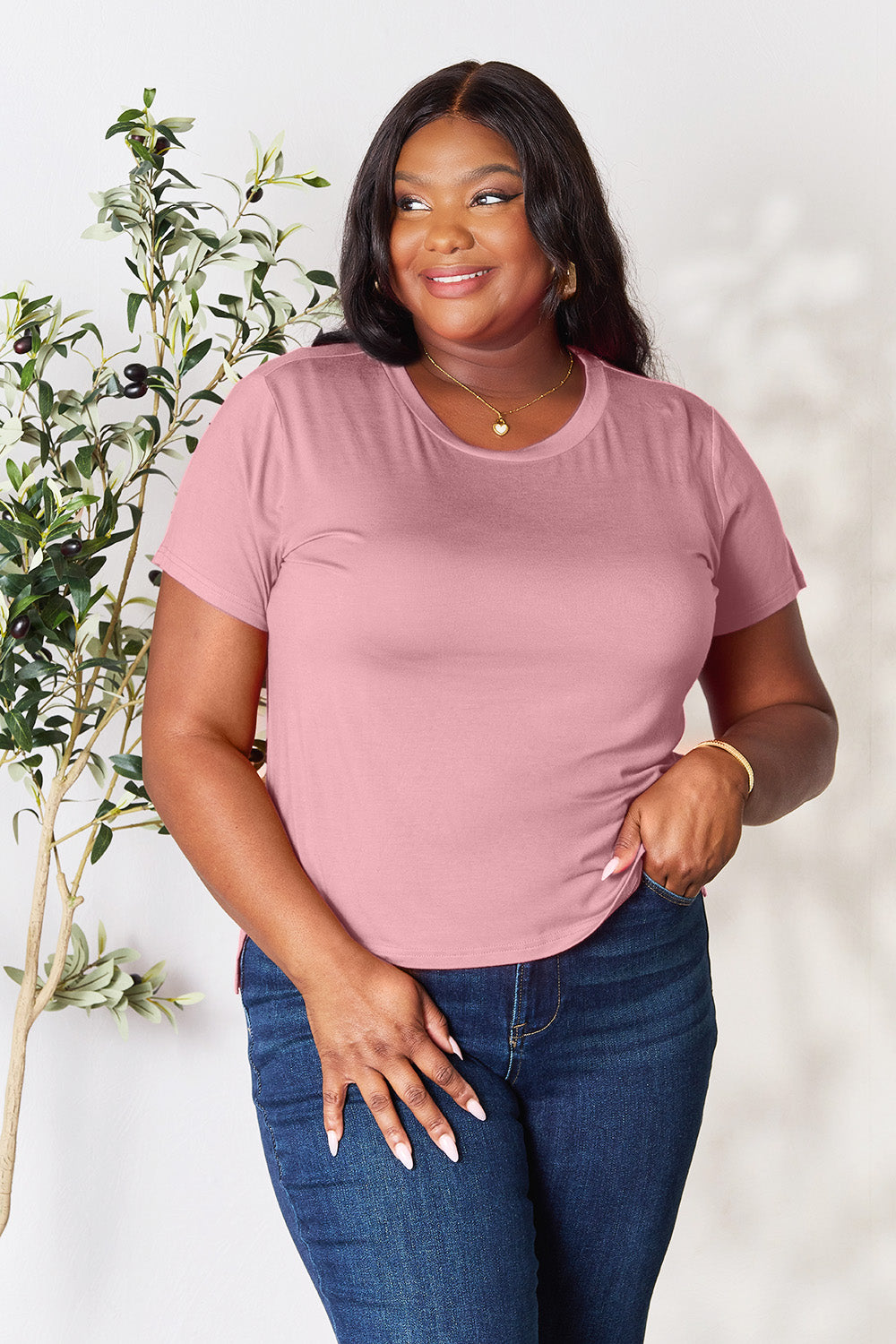 BASIC BAE Full size Round Neck Short Sleeve T-Shirt - 7 COLORS