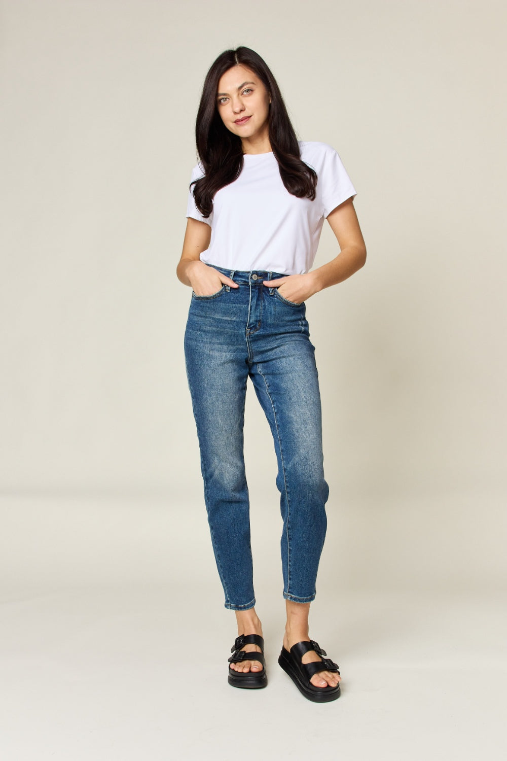 Inseam 30" FULL size Tummy Control High Waist Slim Jeans JUDY BLUE