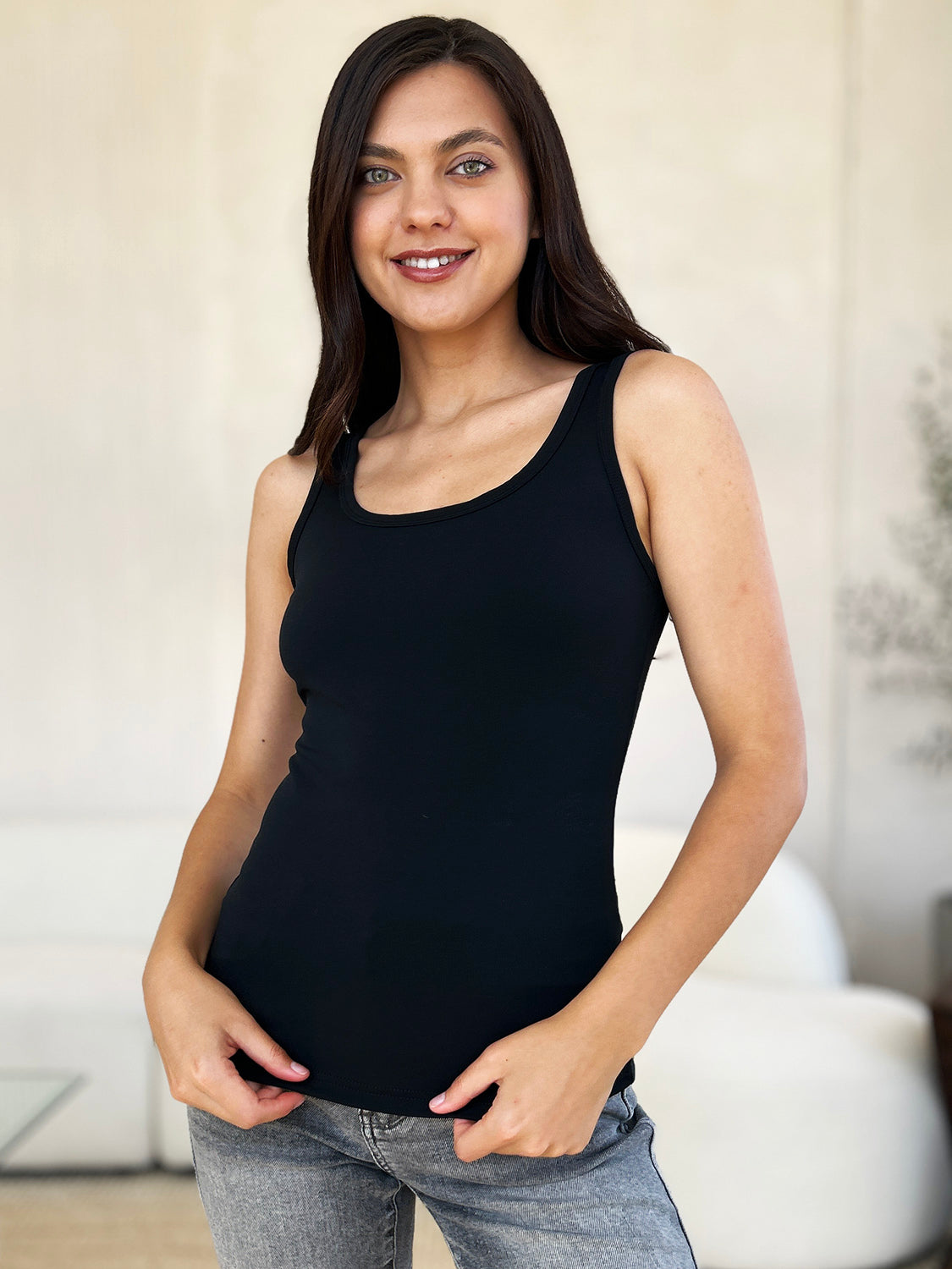 BASIC BAE Full Size Square Neck Wide Strap Tank - 5 COLORS