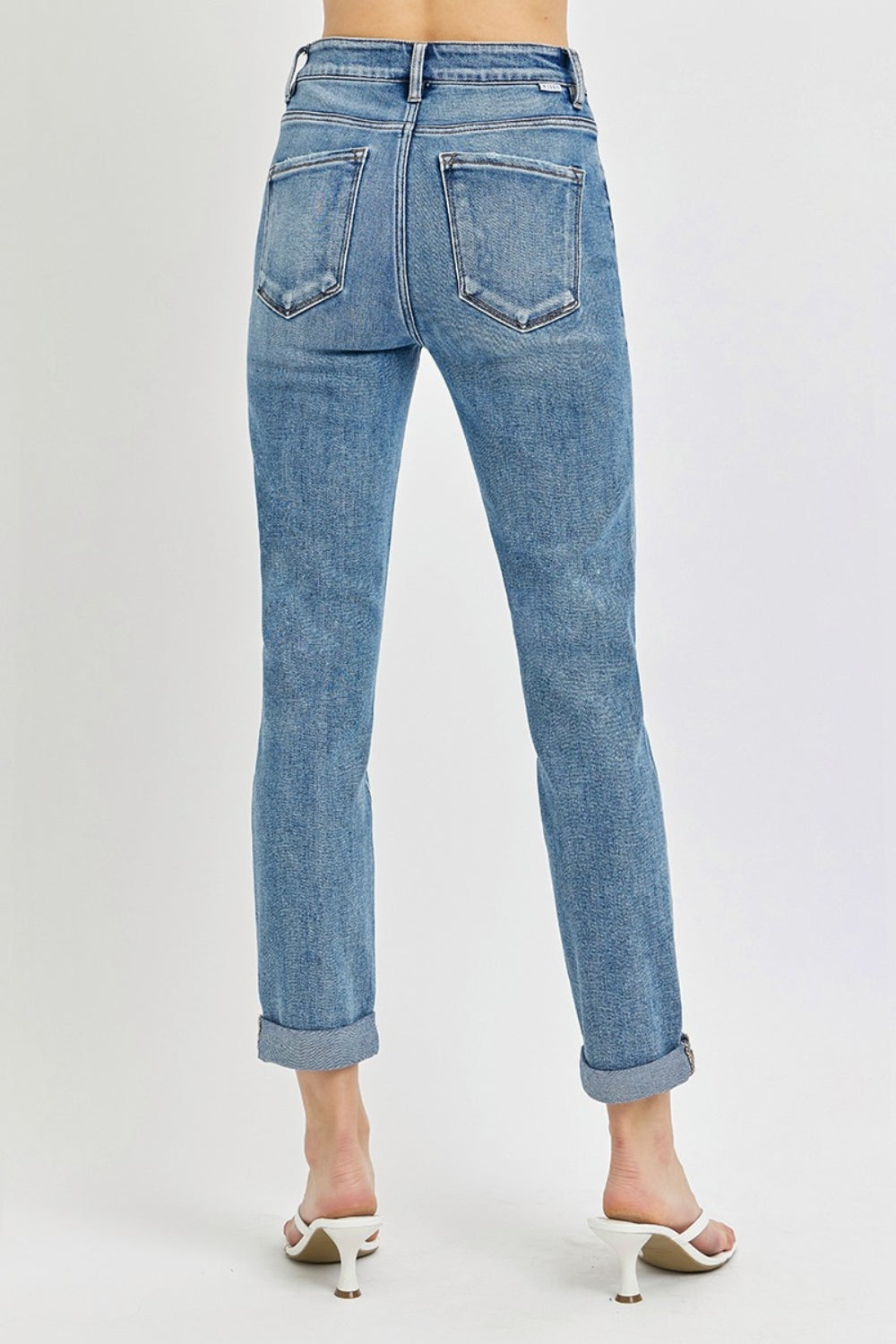 Inseam 28"-29" FULL Size High Rise Cropped Roll Up Jeans RISEN
