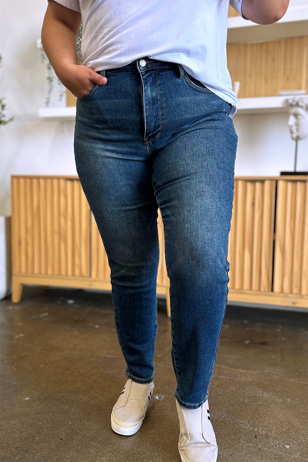 Inseam 30" FULL size Tummy Control High Waist Slim Jeans JUDY BLUE