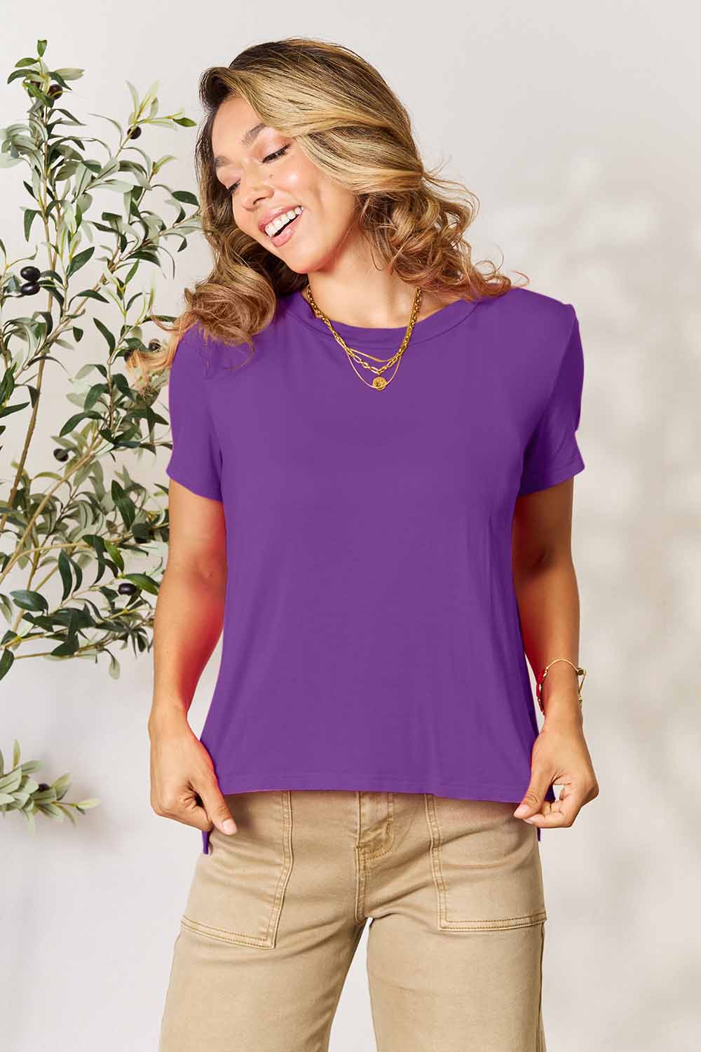 BASIC BAE Full size Round Neck Short Sleeve T-Shirt - 7 COLORS