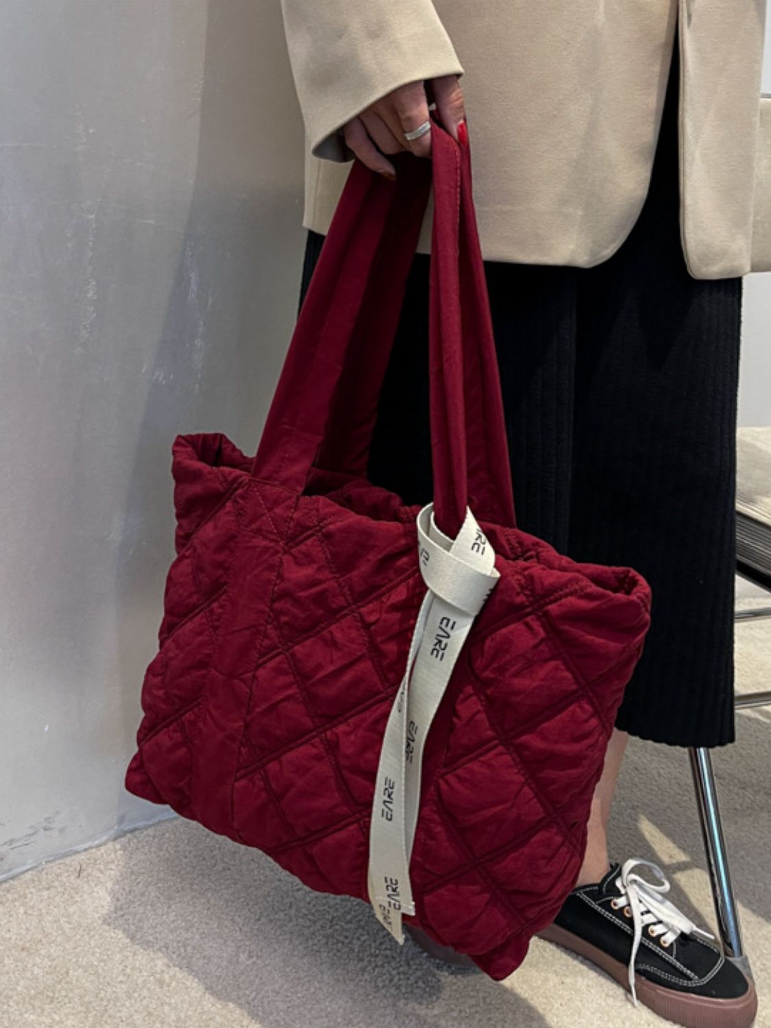 Quilted Nylon Large Tote Bag- 5 COLORS Z.B.X.B