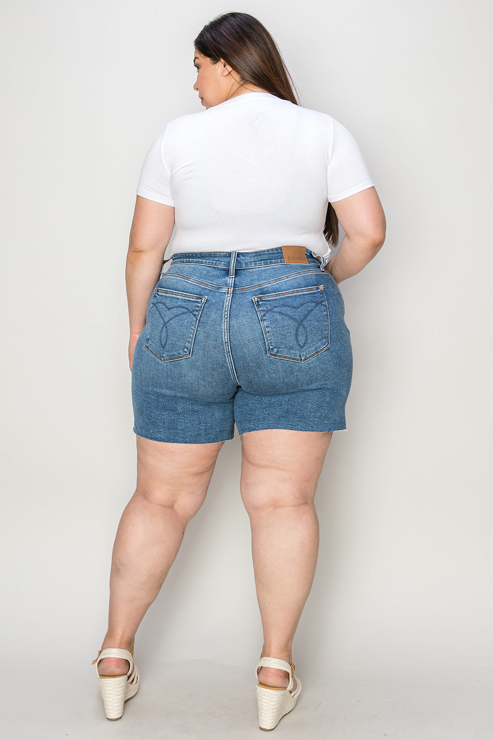 JUDY BLUE Full Size High Waist Slim Denim Shorts