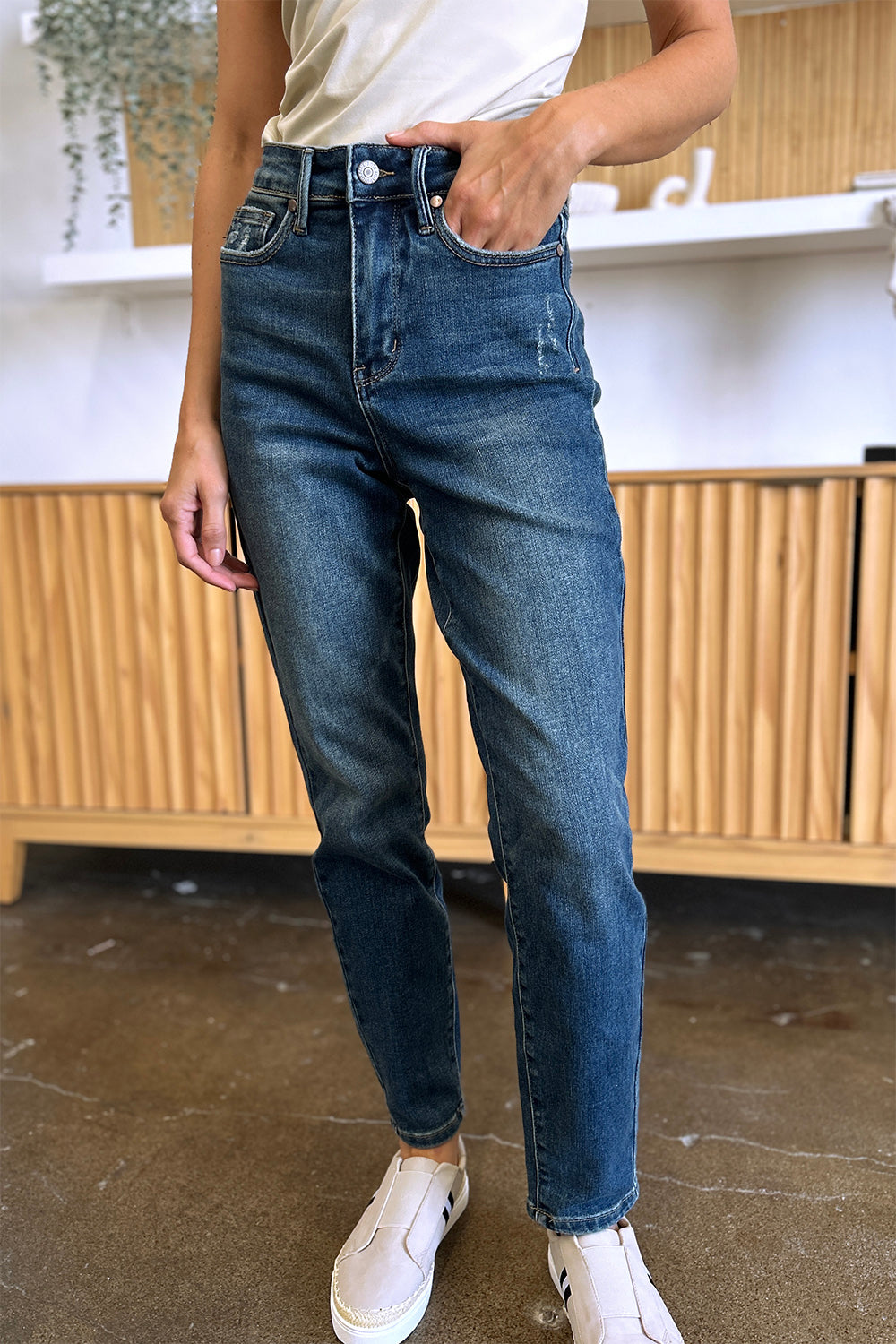 Inseam 30" FULL size Tummy Control High Waist Slim Jeans JUDY BLUE