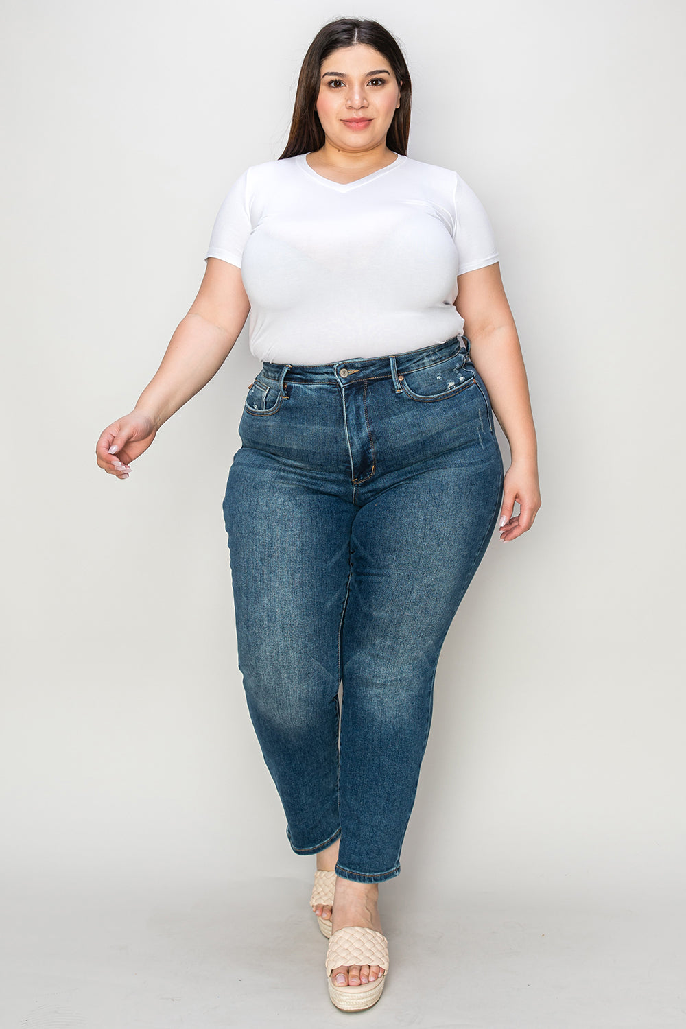 Inseam 30" FULL size Tummy Control High Waist Slim Jeans JUDY BLUE