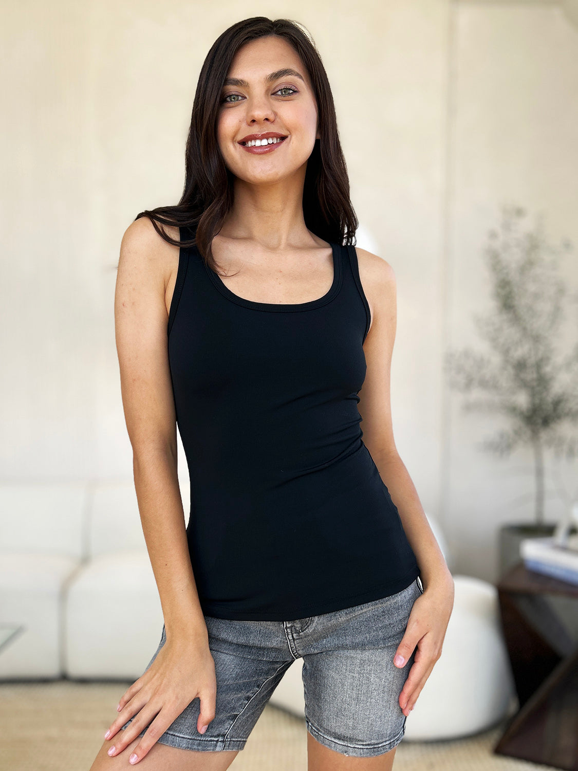 BASIC BAE Full Size Square Neck Wide Strap Tank - 5 COLORS