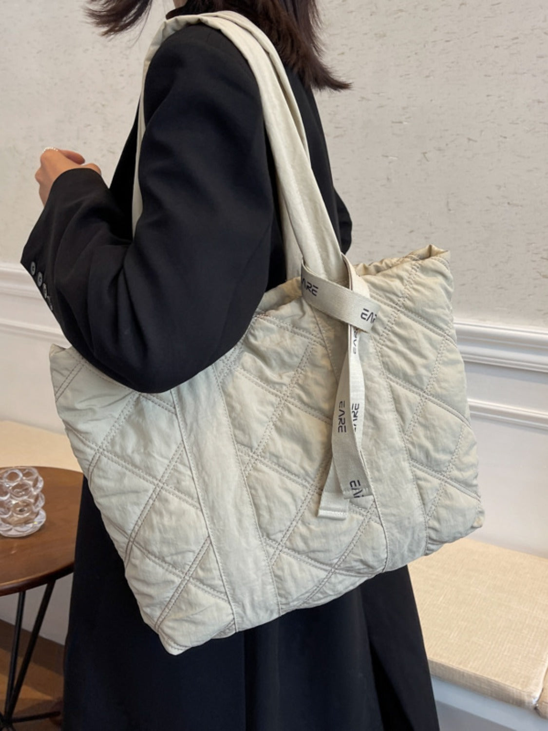 Quilted Nylon Large Tote Bag- 5 COLORS Z.B.X.B