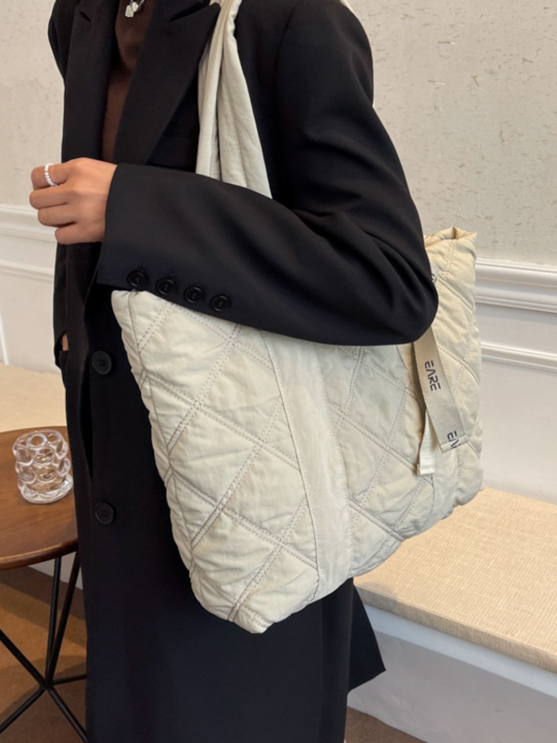 Quilted Nylon Large Tote Bag- 5 COLORS Z.B.X.B