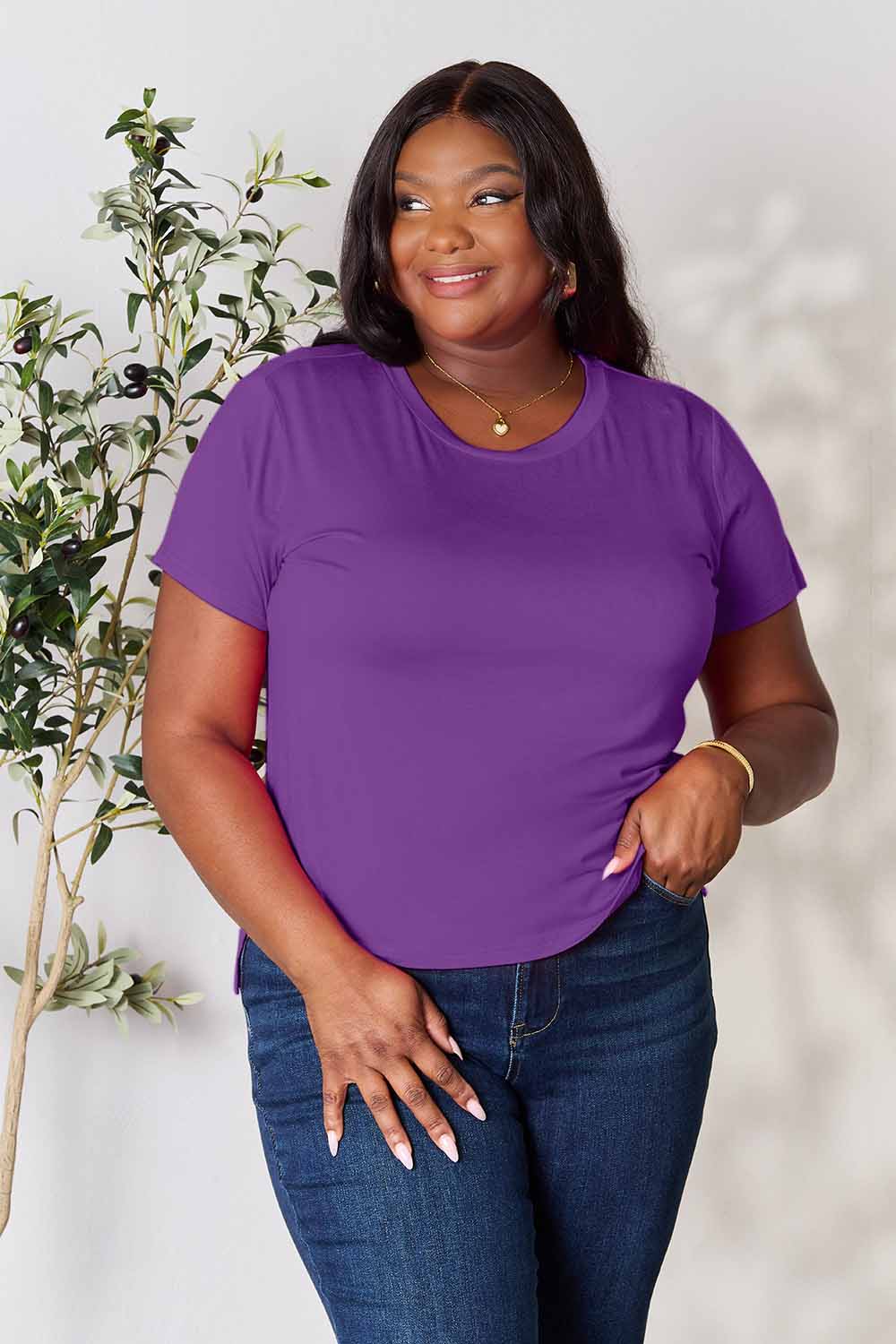 BASIC BAE Full size Round Neck Short Sleeve T-Shirt - 7 COLORS