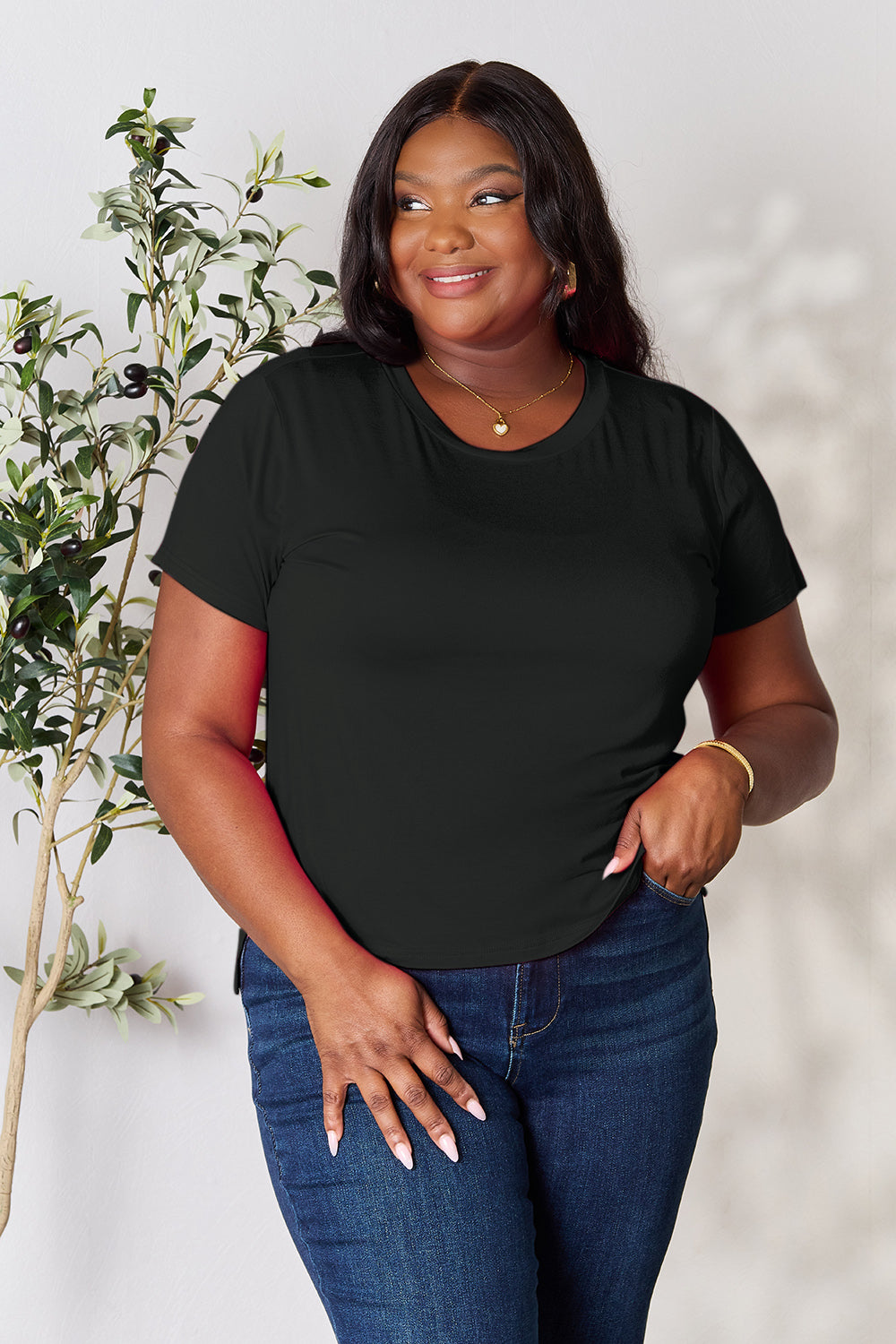 BASIC BAE Full Size Round Neck Short Sleeve T-Shirt - 6 COLORS