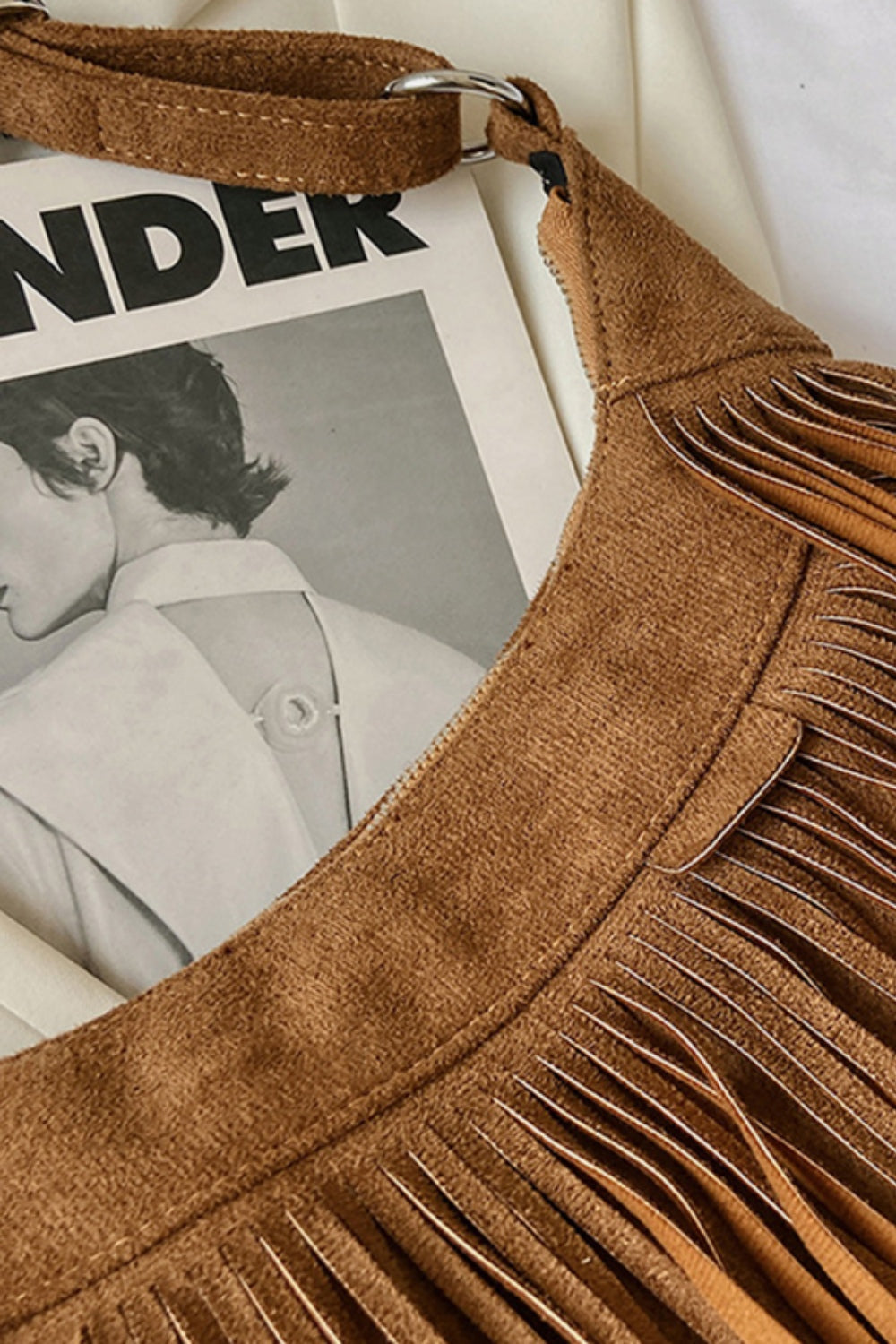 Suede Fringe Adjustable Strap Shoulder Bag - 7 COLORS H@W@X@B
