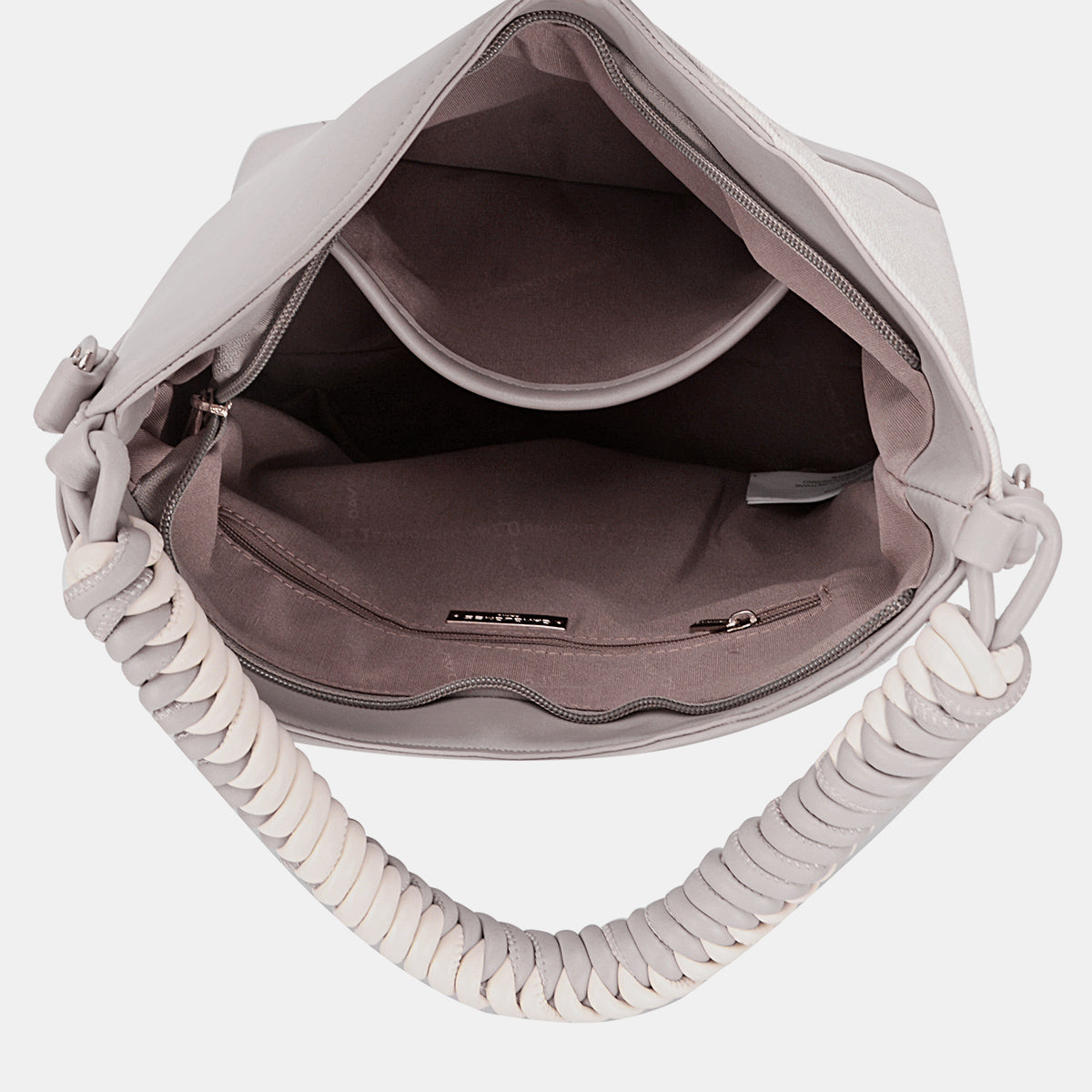 Woven Handle PU Leather Handbag - 4 COLORS DAVID JONES