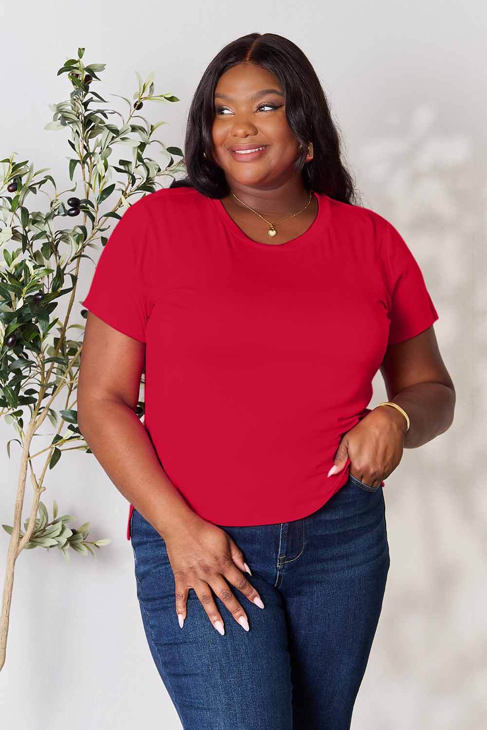 BASIC BAE Full size Round Neck Short Sleeve T-Shirt - 7 COLORS