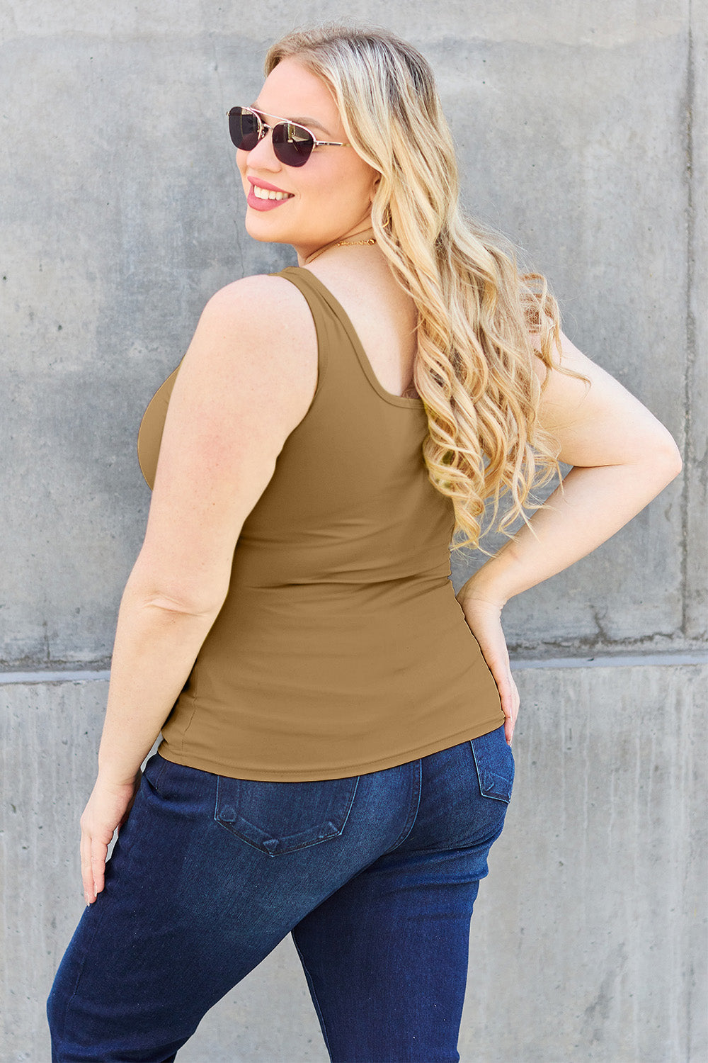 BASIC BAE Full Size Square Neck Wide Strap Tank - 5 COLORS