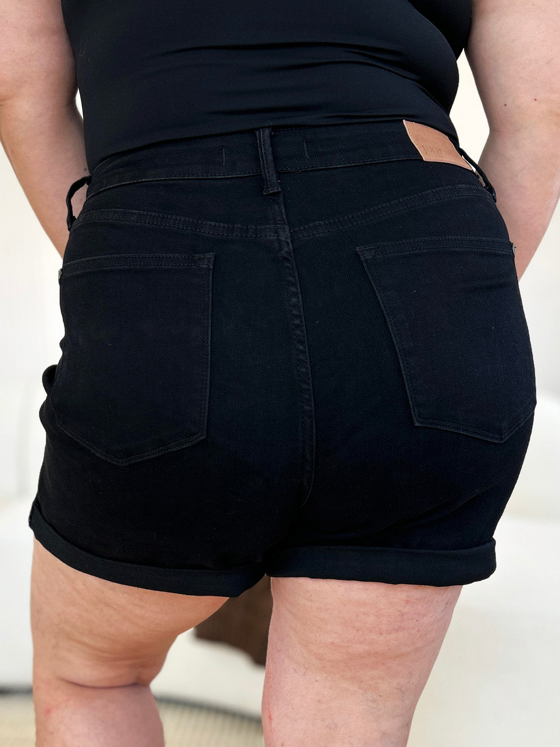 JUDY BLUE Full Size High Waist Tummy Control Cuffed Denim Shorts