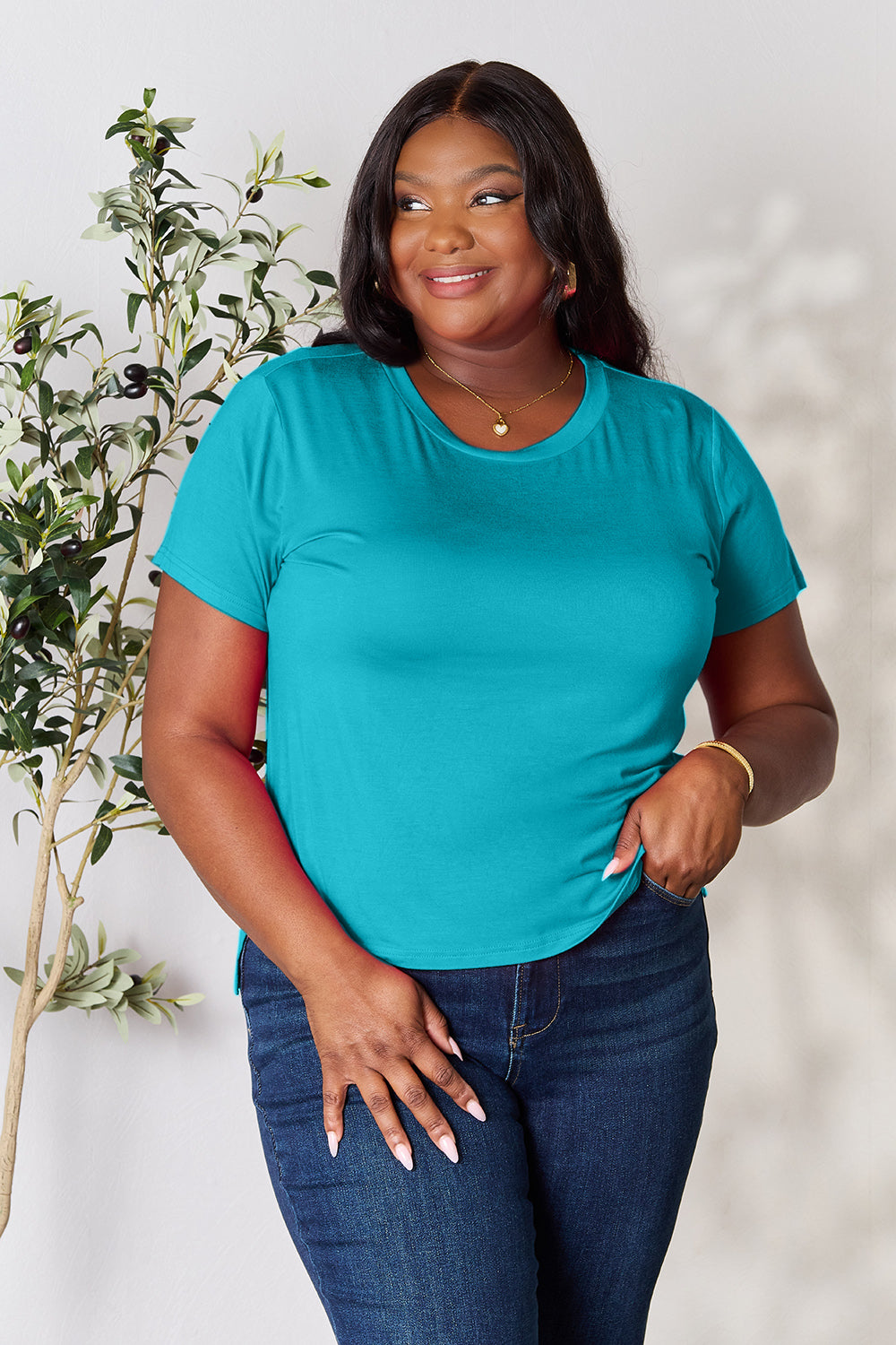 BASIC BAE Full Size Round Neck Short Sleeve T-Shirt - 6 COLORS