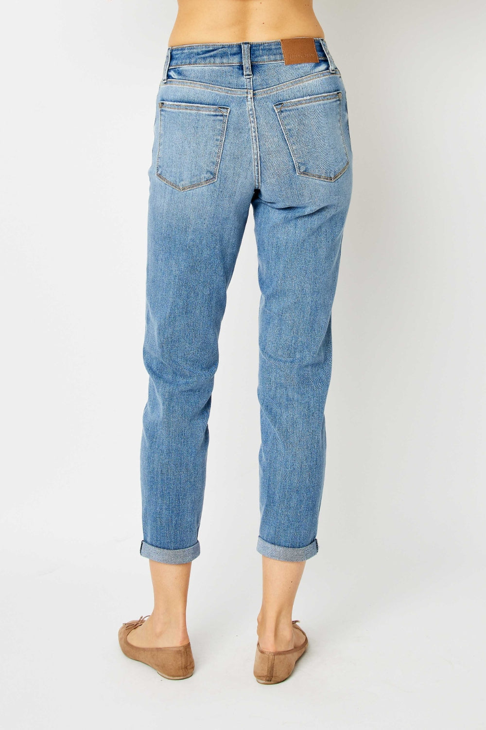 Inseam 27" FULL Size Cuffed Hem Slim Jeans JUDY BLUE
