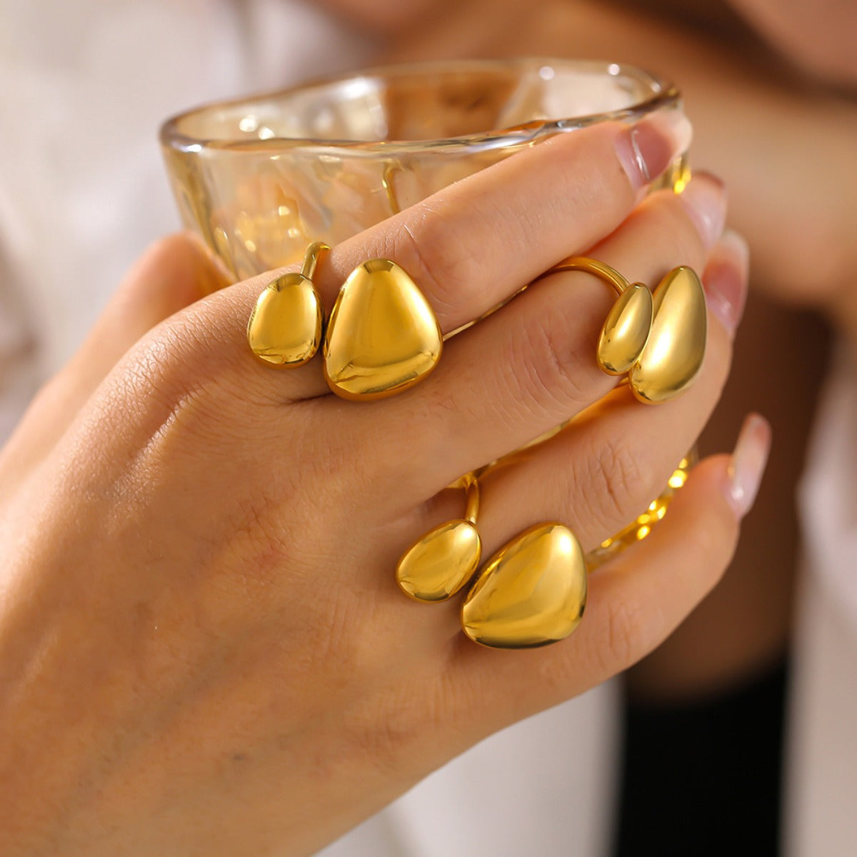 18K Gold-Plated Irregular Bypass Ring  M^L