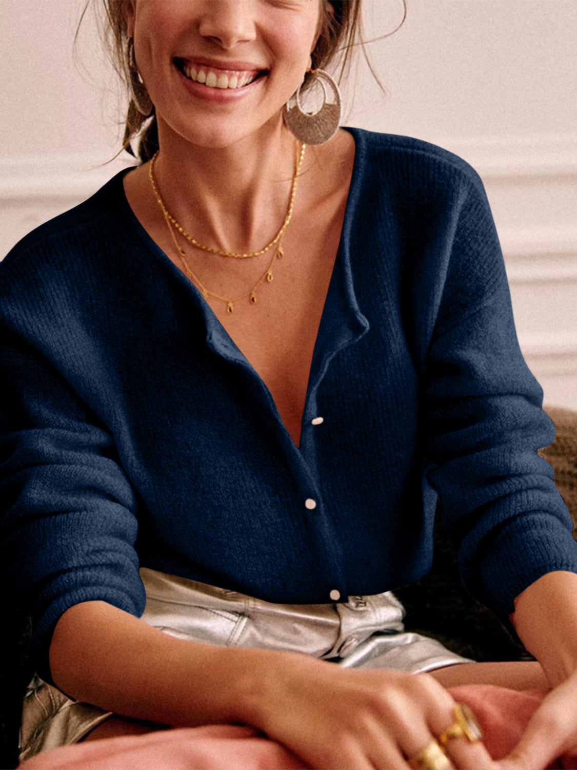 Button Down Long Sleeve Sweater - 7 COLORS  G.Z.Z.X