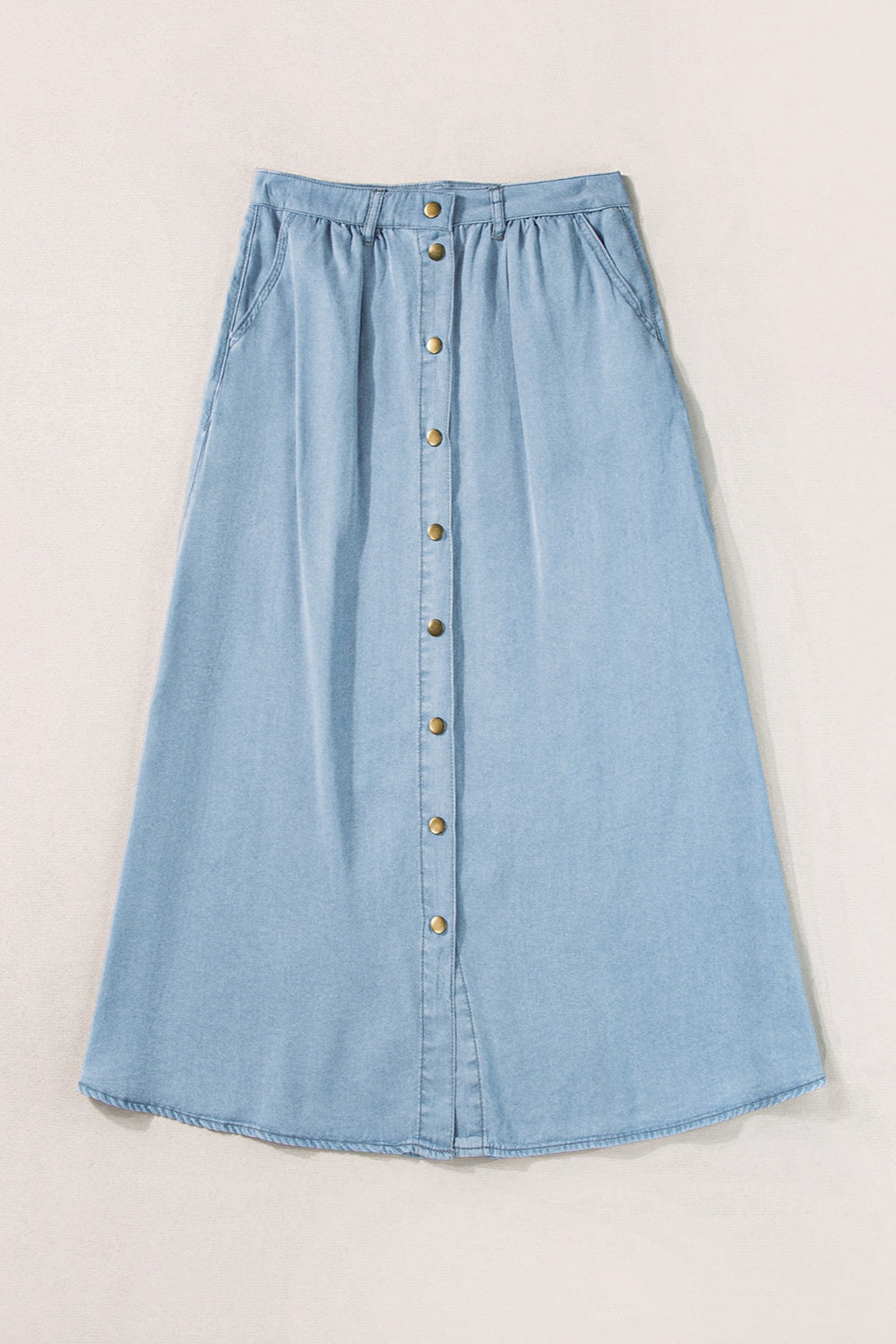 Snap Down High Waist Denim Skirt  -2 COLORS SYNZ