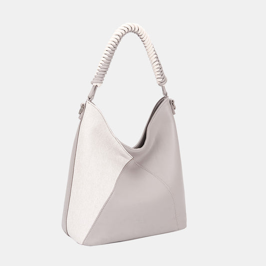 Woven Handle PU Leather Handbag - 4 COLORS  DAVID JONES