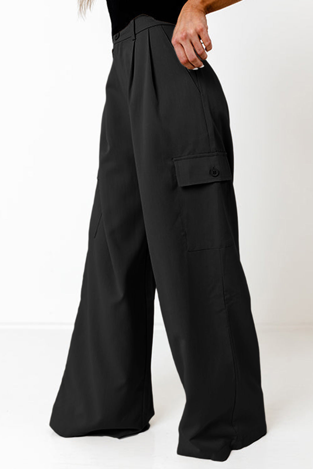 Ruched Wide Leg Pants with Pockets - 2 COLORS  SYNZ