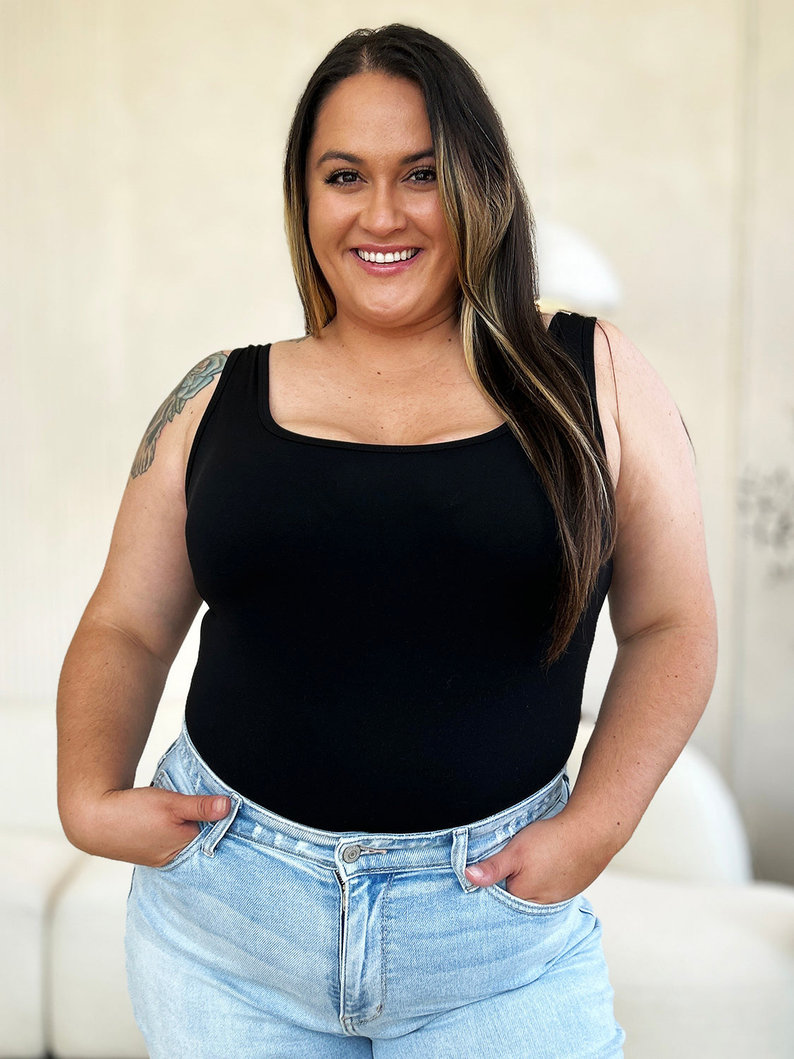 BASIC BAE Square Neck Sleeveless Bodysuit - 5 COLORS