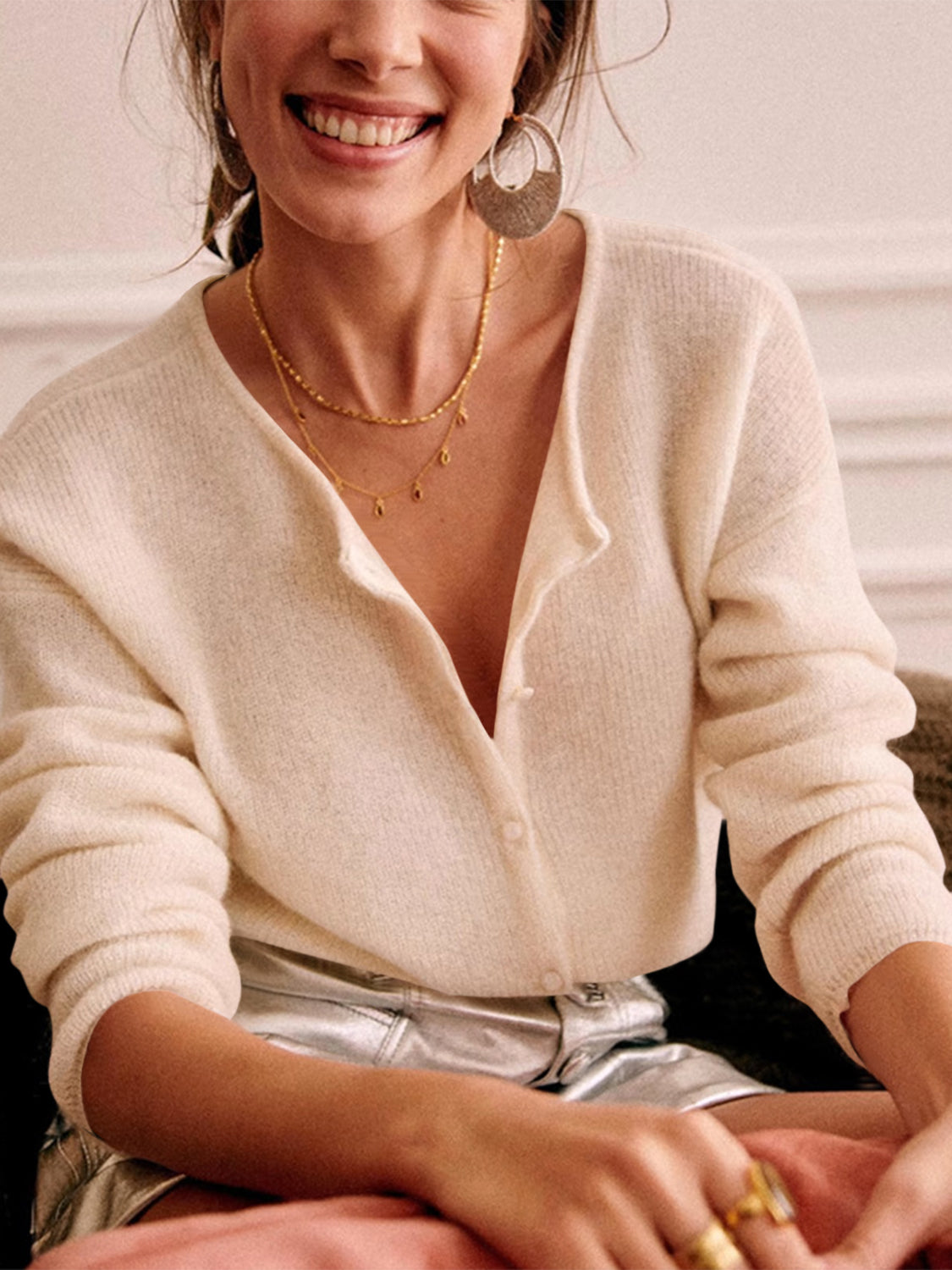 Button Down Long Sleeve Sweater - 7 COLORS  G.Z.Z.X