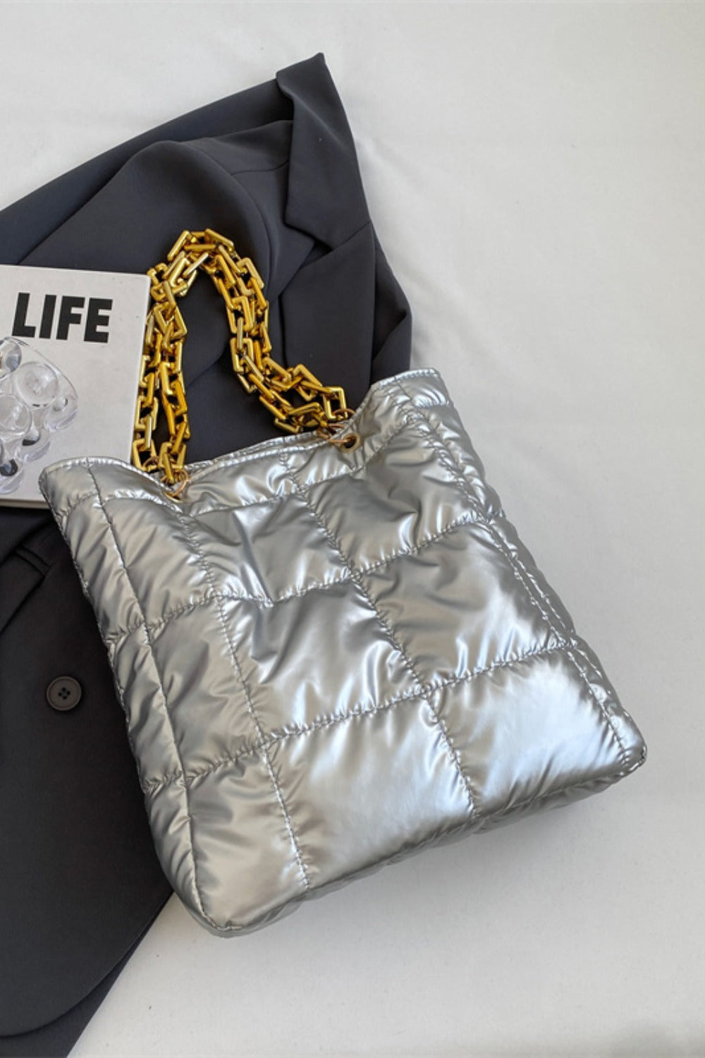 Bubble Texture Chain Handbag - 4 COLORS  M@S@X@B